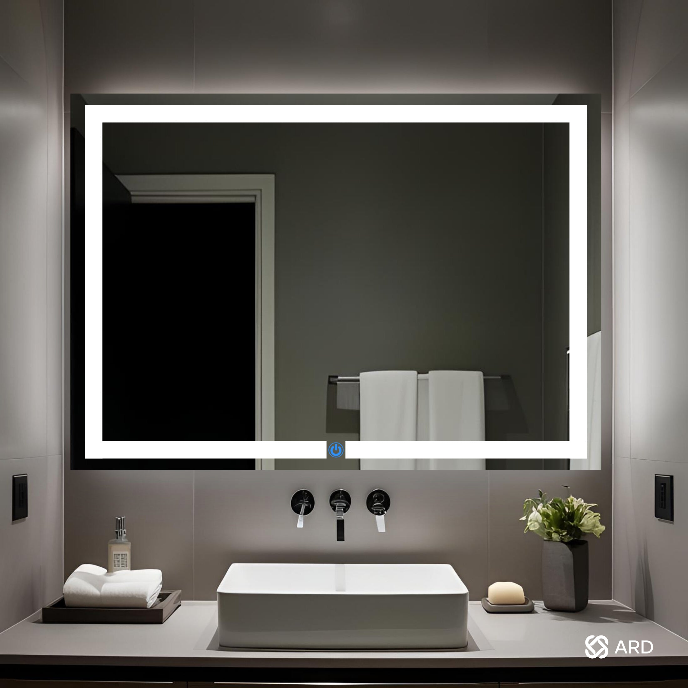 Espejo para baño con luz led ARD prestige en baño minimalista luz fria