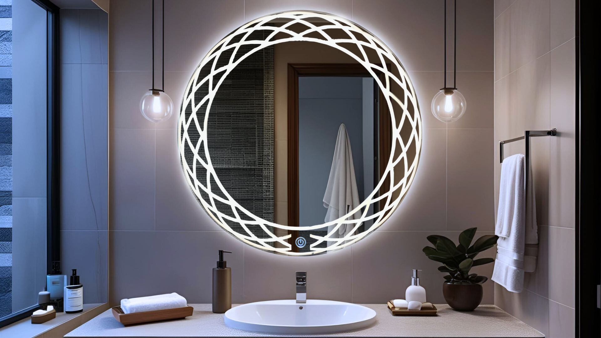 Espejo touch led para baño ARD Mirage 60cm en baño de lujo moderno