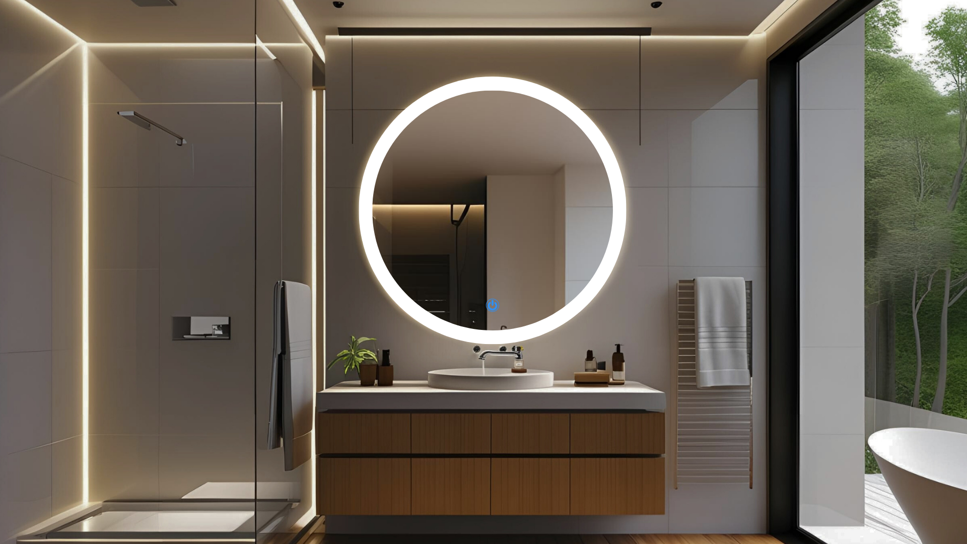 Espejo para baño touch led ARD con luz fria en baño de lujo en casa de campo