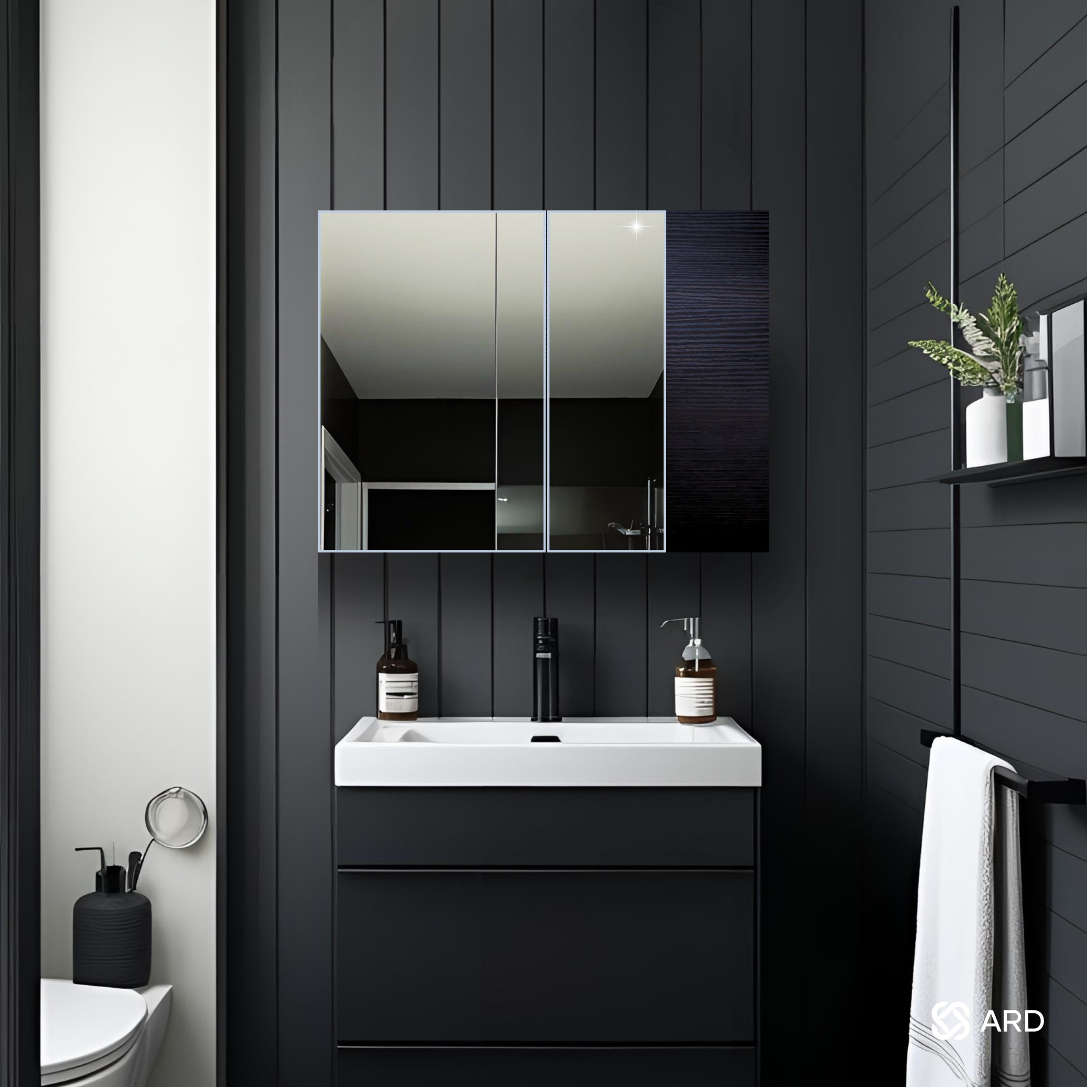 Gabinete para baño con espejo 78x60 cm montaje en pared