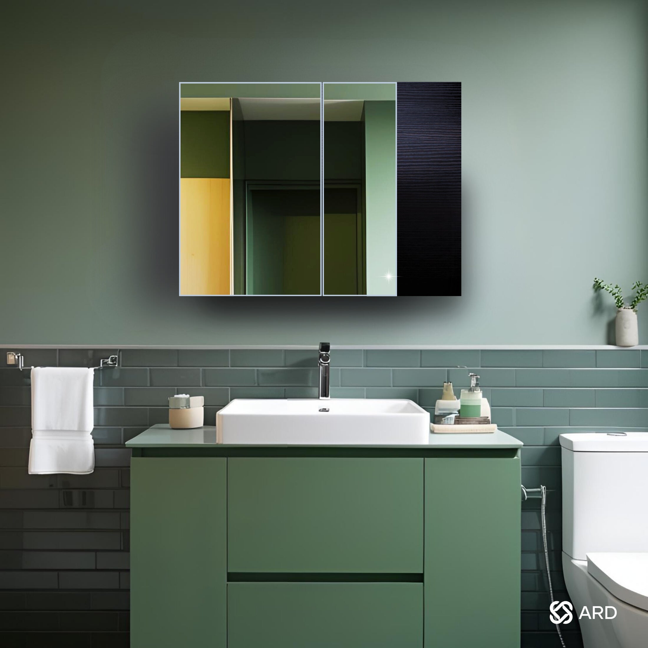 Gabinete para baño con espejo ARD Duoview con doble puerta en baño moderno 