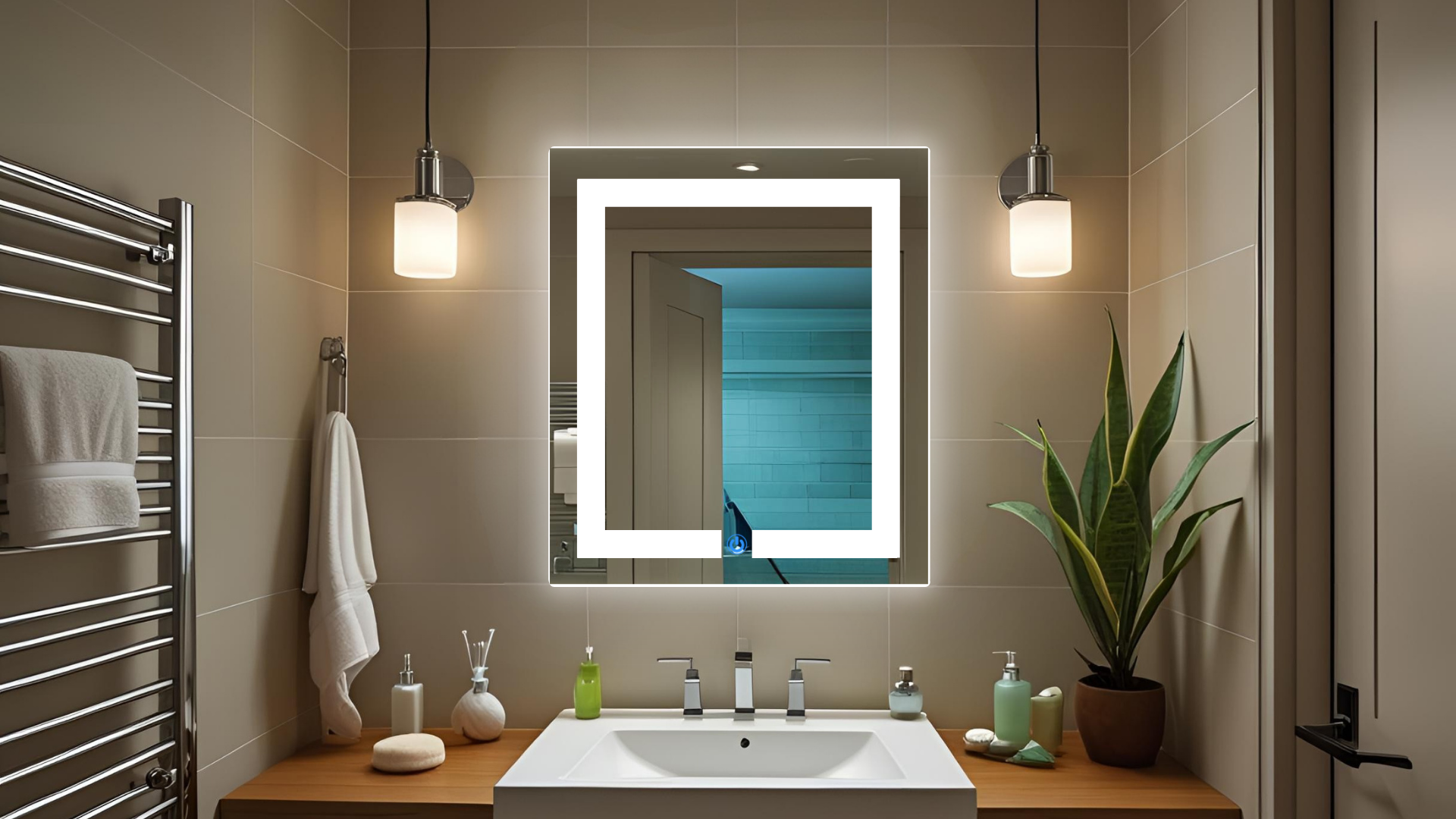 espejo led touch rectangular ARD medidas 60  x 52 con luz fria