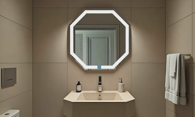 Video espejo para baño octagonal con luz led ARD medidas 60 x 60 c